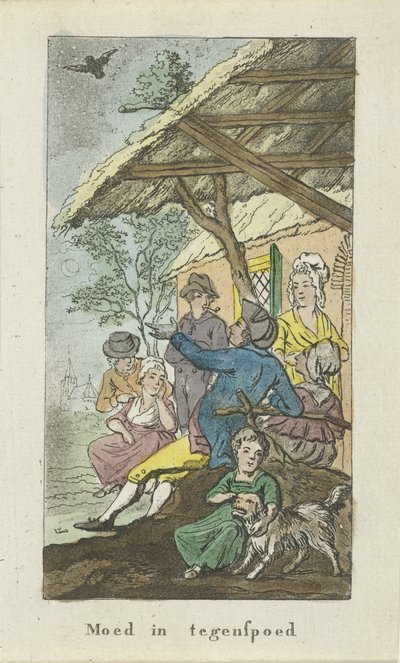 Figures under a Canopy at Night, Courage in Adversity by Johannes Jelgerhuis