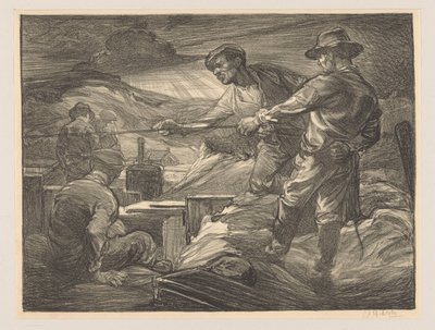 Workers Pulling a Rope by Johannes Josephus Aarts (signed by artist)