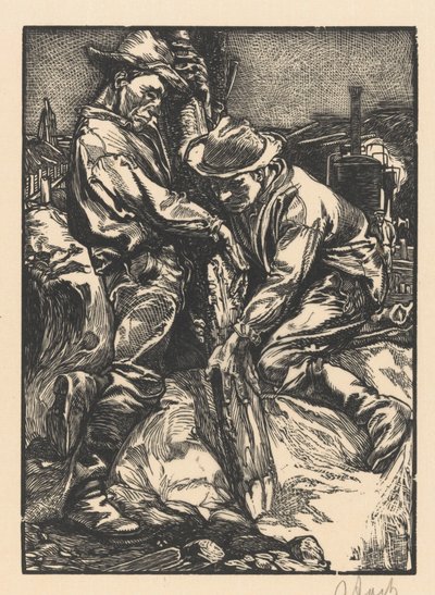 Construction Workers Piling by Johannes Josephus Aarts (signed by artist)