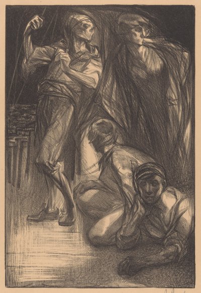 Death with Two Men and a Woman by Johannes Josephus Aarts (signed by artist)
