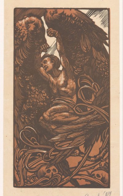Winged Woman with Skulls by Johannes Josephus Aarts (signed by artist)