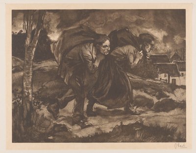 Man and Woman with Sack on Back by Johannes Josephus Aarts (signed by artist)