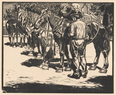 Riding Horses on a Square by Johannes Josephus Aarts (signed by artist)