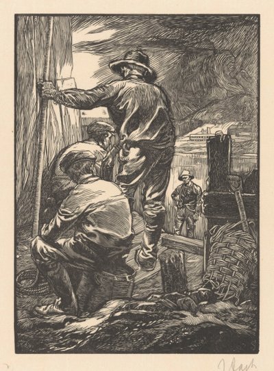 Four Workers by the Water by Johannes Josephus Aarts (signed by artist)