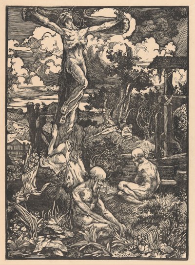 Crucified Man in a Hilly Landscape by Johannes Josephus Aarts