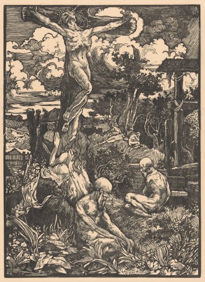 Crucified Man in a Hilly Landscape by Johannes Josephus Aarts