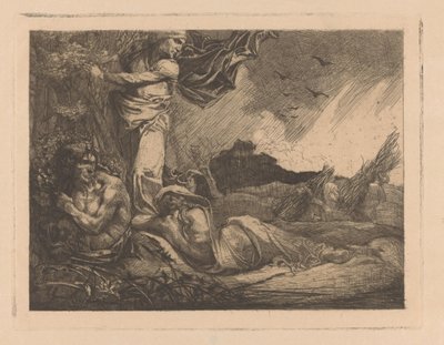 Landscape with Cornfield, Reapers, Satyr, and Female Figures by Johannes Josephus Aarts