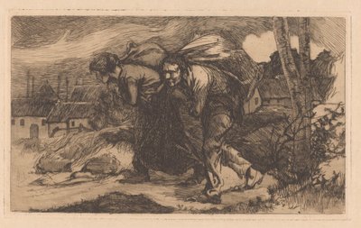 Man and Woman with Sack on Back by Johannes Josephus Aarts