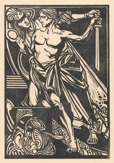 Man and woman with sword and mirror by Johannes Josephus Aarts