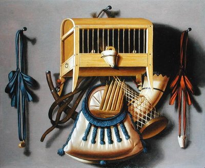 Birdcage and Hunting Paraphernalia by Johannes Leemans