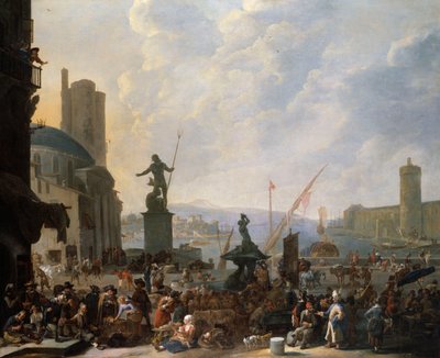 A Capriccio of a Mediterranean Port with Bernini