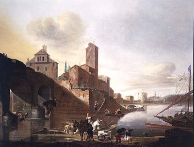 A View of the Ponte Molle in Rome by Johannes Lingelbach