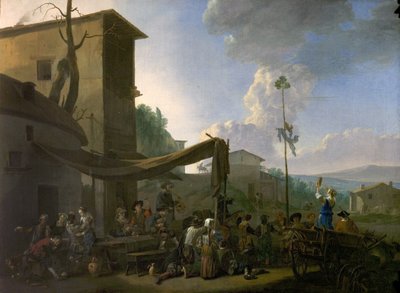 A Village Festival, Peasants Merrymaking Outside an Inn, early 1650s by Johannes Lingelbach