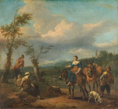 Italian Landscape with Figures by Johannes Lingelbach