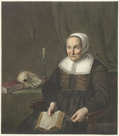 Portrait of an Old Woman with an Open Book by Johannes Pieter de Frey