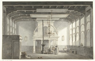 The Hall in the Kloveniersdoelen in Dordrecht Where the National Synod Was Held in 1618-1619, 1836 by Johannes Rutten (signed by artist)