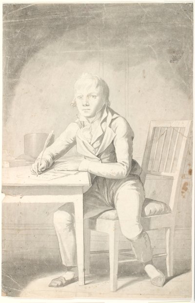 Young Boy Writing at a Table by Johannes Senn