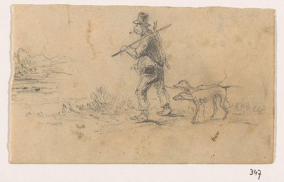 Hunter with Dogs and a Hare on His Back by Johannes Tavenraat (signed by artist)
