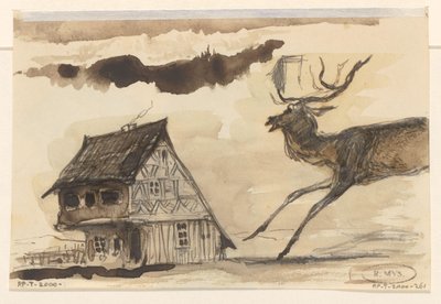 House and Deer by Johannes Tavenraat