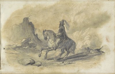 Rider with a Dog on a Rocky Path by Johannes Tavenraat