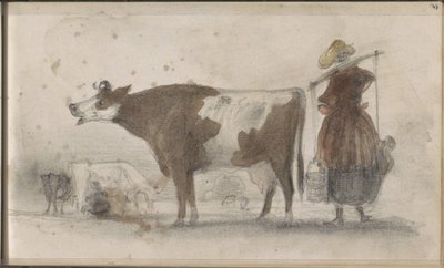 Meadow with Cows and a Farmer