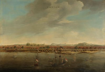 View of Canton in China by Johannes Vinckeboons