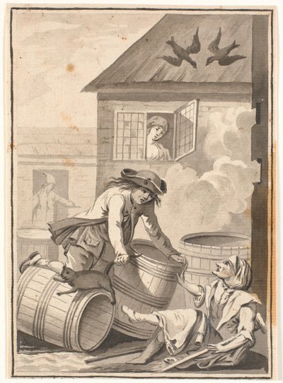 Jens Blok and Gunild. Illustration for Ludvig Holberg: Peder Paars 1772. (Book 2, Song 3) by Johannes Wiedewelt