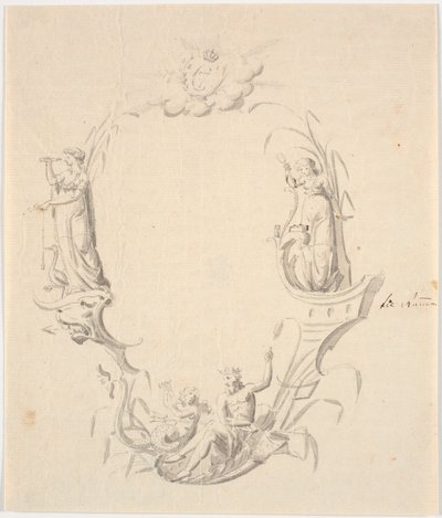 Draft for Title Vignette for a Sea Chart (with the text: Pass Chart over Kattegat, published by the Sea Chart Archive 1799) by Johannes Wiedewelt