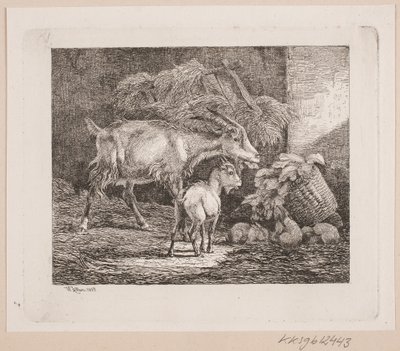 A Goat, a Kid, and Rabbits in a Stable by Johannes Wilhelm Zillen
