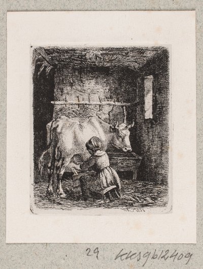 A Girl Milking a Cow by Johannes Wilhelm Zillen