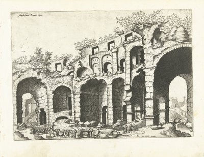 View of an Amphitheater Probably the Colosseum (Romeinse ruïnes, 1561) by Johannes of Lucas van Doetechum (attributed to)