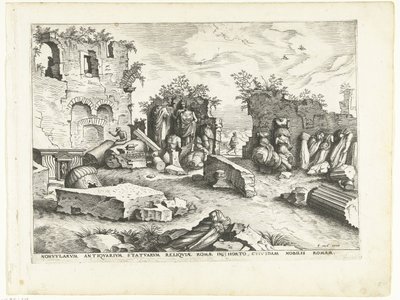 Garden with Fragments of Antique Statues by Johannes of Lucas van Doetechum (attributed to)