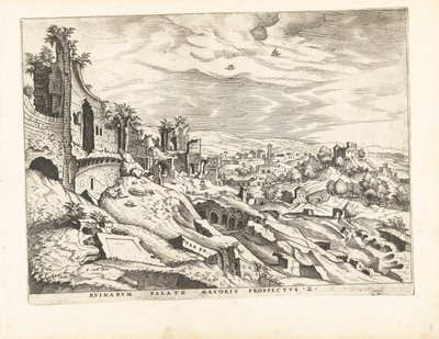 Second View of the Palatine in Rome (series title: Roman Ruins, 1561) by Johannes of Lucas van Doetechum (attributed to)