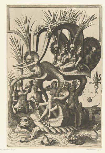 Turtle Carrying a Cart on Its Back by Johannes of Lucas van Doetechum