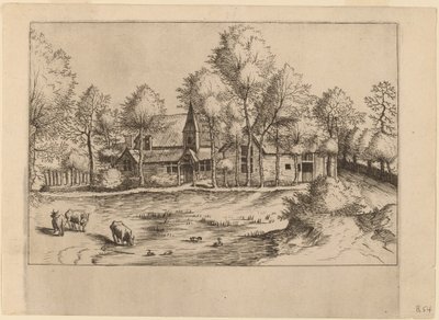 Country Village with Church by Johannes van Doetechum, the Elder and Lucas