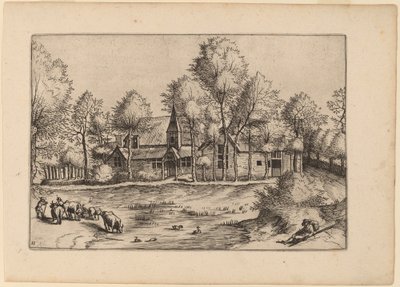 Country Village with Church by Johannes van Doetechum, the Elder and Lucas