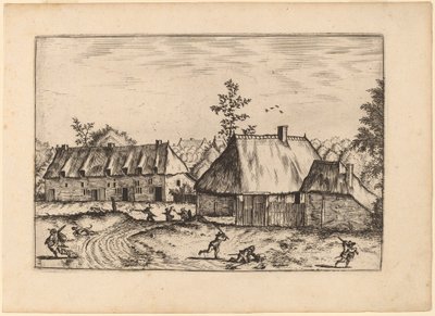 Farm and Row of Houses by Johannes van Doetechum, the Elder and Lucas