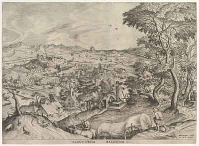 The Belgian Wagon Plaustrum Belgicum from The Large Landscapes, ca. 1555-56 by Johannes van Doetecum I