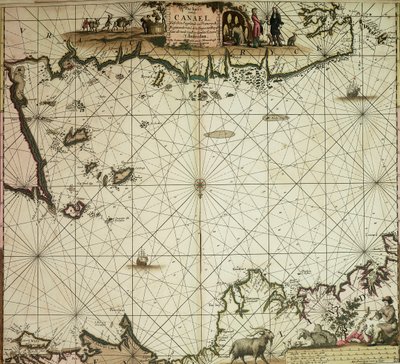 Pas-caert van de Canael, Tusschen Engelandt en Vranckryck, van Pleymuyen tot an de Sorlinges, als mede van Portbimel tot aen Heyssant by Johannes van Keulen