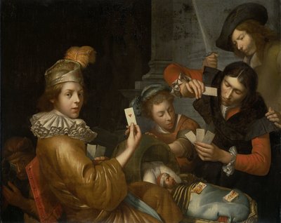 The Card Game on the Cradle: Allegory by Johannes van Wijckersloot (attributed to)