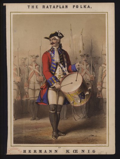 The Rataplan Polka, by Hermann Koenig, Victorian sheet music cover by John (after) Brandard