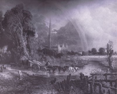Salisbury Cathedral from the meadows, Bibbys Annual by John (after) Constable
