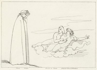 A Conversation with Guido Di Brettinoro, Purgatory, Canto 14 by John (after) Flaxman