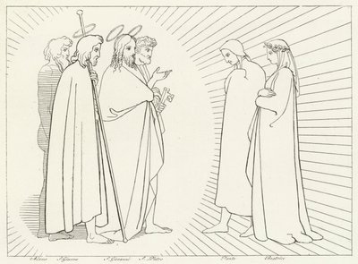 Conference with St John, Paradise, Canto 26 by John (after) Flaxman