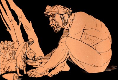 Odysseus Gives Wine to Polyphemus, The Odyssey by John (after) Flaxman