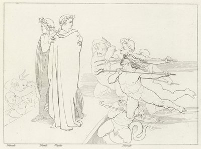 The Bridge, Inferno, Canto 21 by John (after) Flaxman