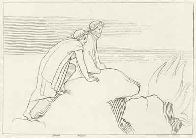 The Flaming Gulf, Inferno, Canto 26 by John (after) Flaxman