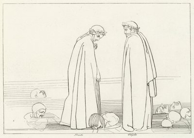 The Frozen Lake, Inferno, Canto 32 by John (after) Flaxman