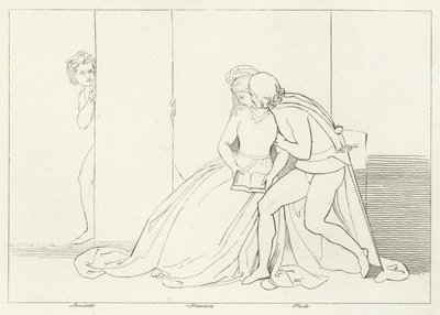 The Lovers Surprised, Inferno, Canto 5 by John (after) Flaxman