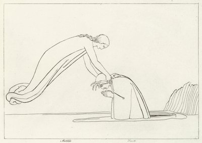 The River Lethe, Purgatory, Canto 31 by John (after) Flaxman